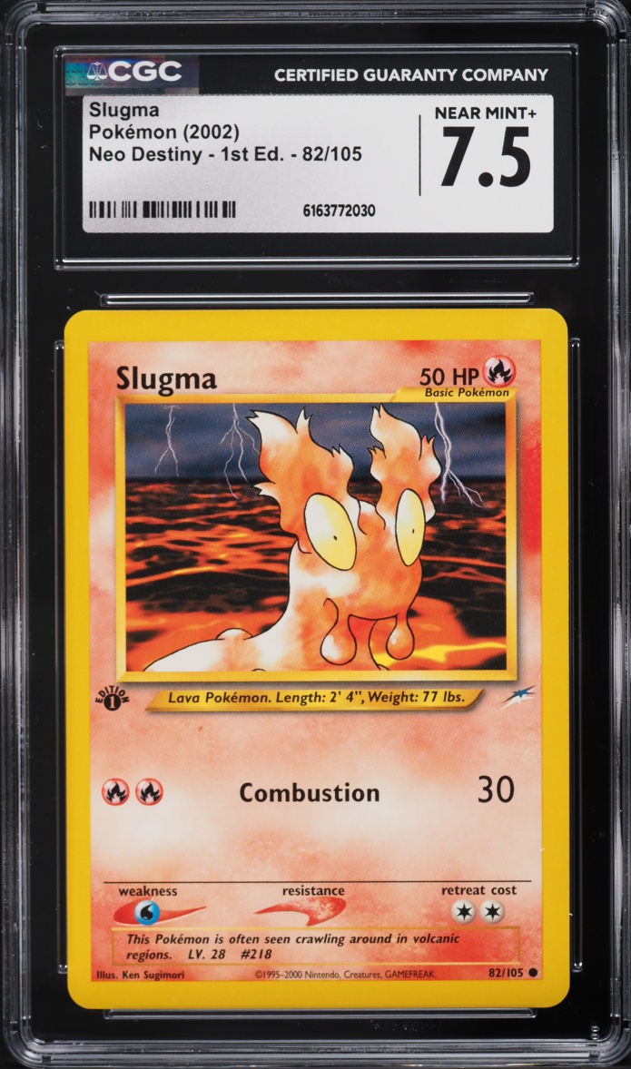 2002 Pokemon Neo Destiny 1st Edition Slugma #82 CGC 7.5 NRMT+