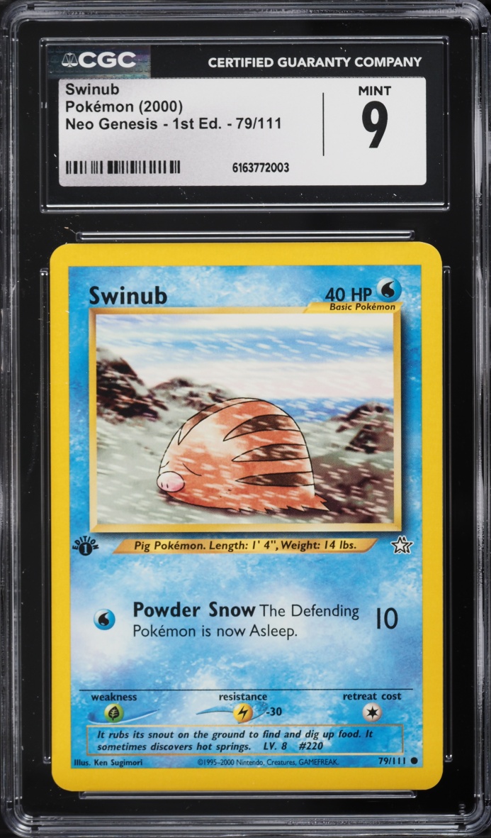 2000 Pokemon Neo Genesis 1st Edition Swinub #79 CGC 9 MINT