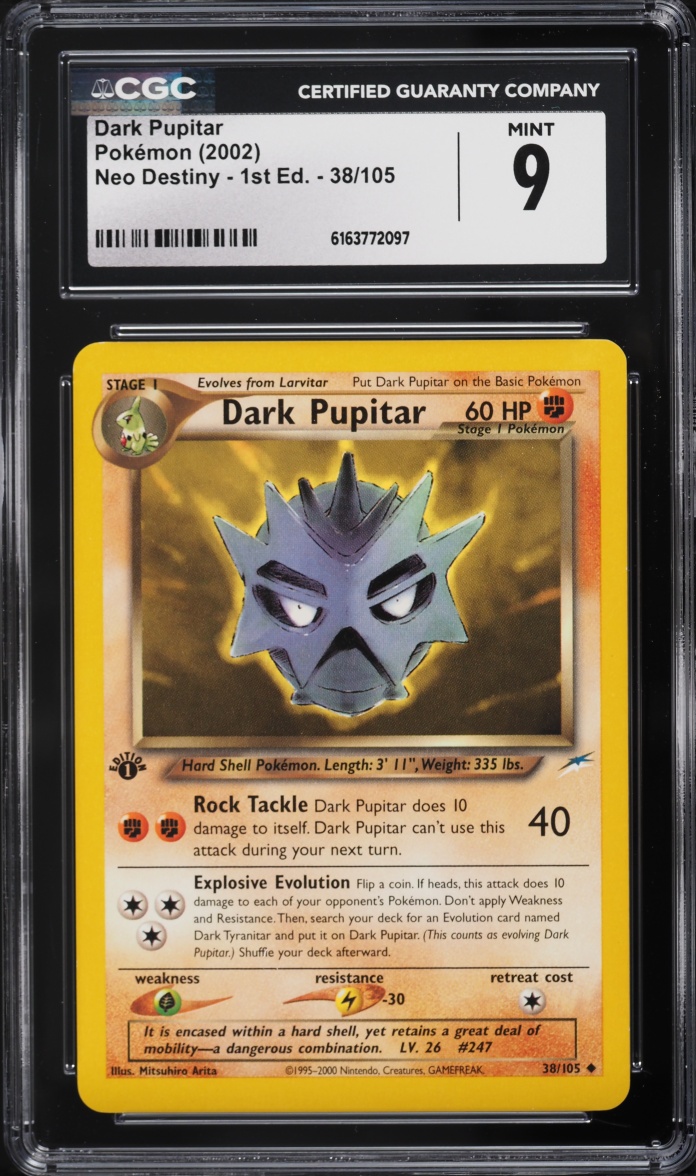 2002 Pokemon Neo Destiny 1st Edition Dark Pupitar #38 CGC 9 MINT