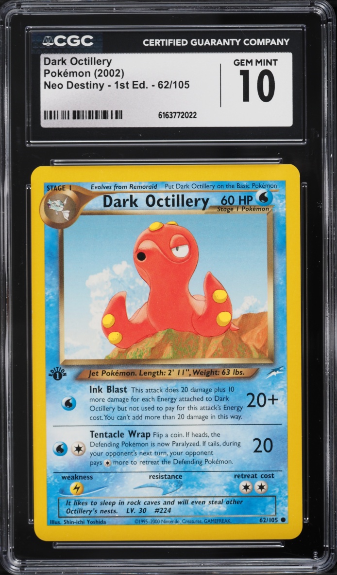 2002 Pokemon Neo Destiny 1st Edition Dark Octillery #62 CGC 10 GEM MINT