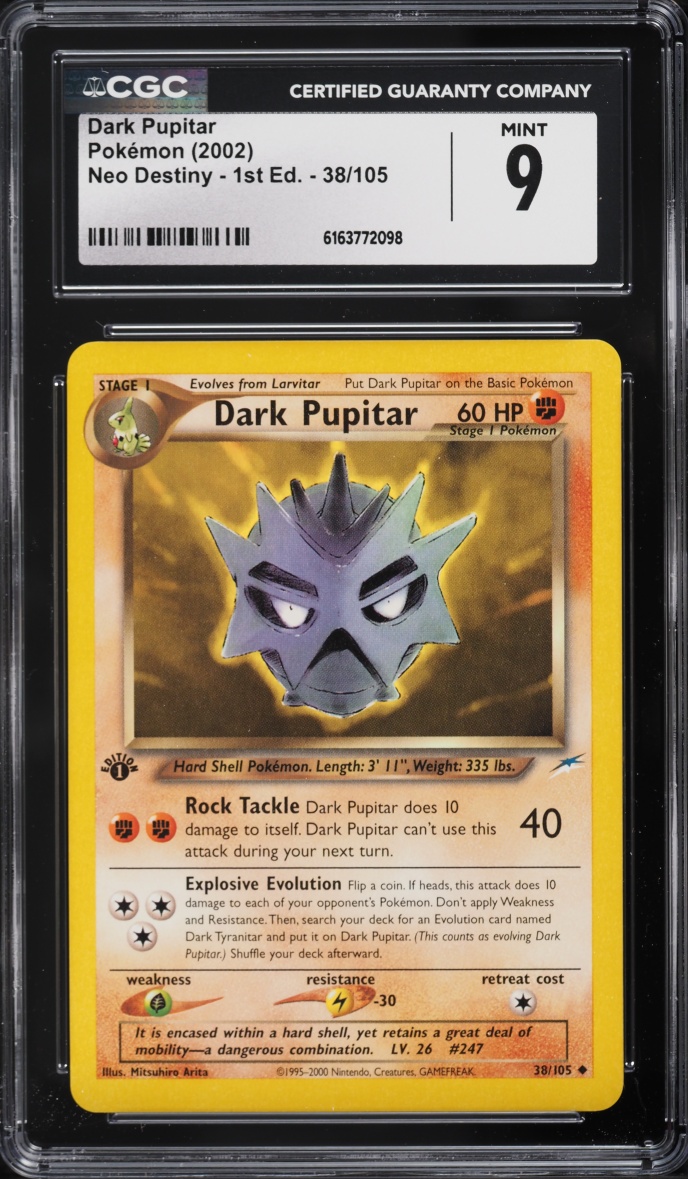 2002 Pokemon Neo Destiny 1st Edition Dark Pupitar #38 CGC 9 MINT