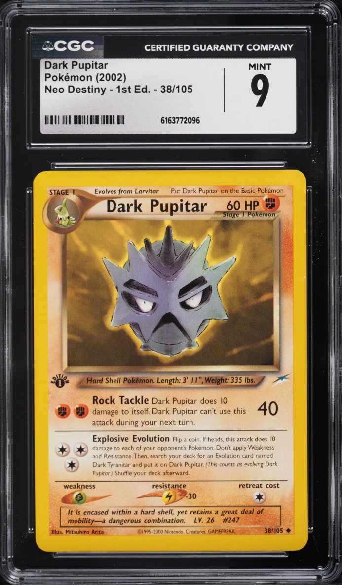 2002 Pokemon Neo Destiny 1st Edition Dark Pupitar #38 CGC 9 MINT