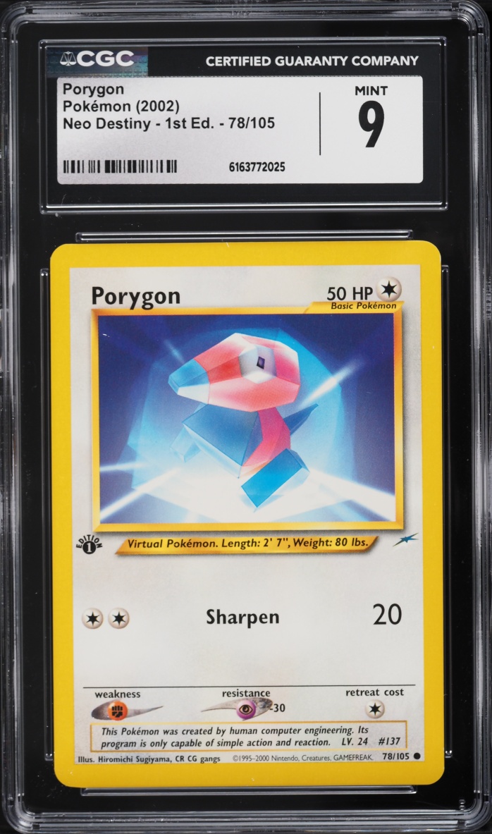 2002 Pokemon Neo Destiny 1st Edition Porygon #78 CGC 9 MINT