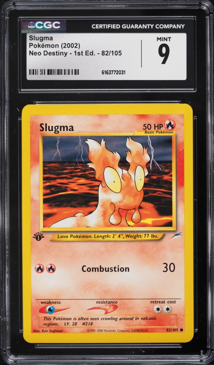 2002 Pokemon Neo Destiny 1st Edition Slugma #82 CGC 9 MINT