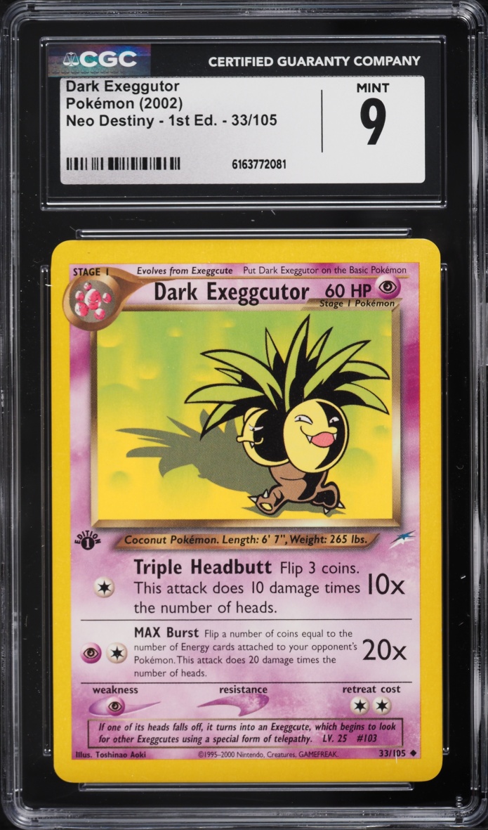 2002 Pokemon Neo Destiny 1st Edition Dark Exeggutor #33 CGC 9 MINT