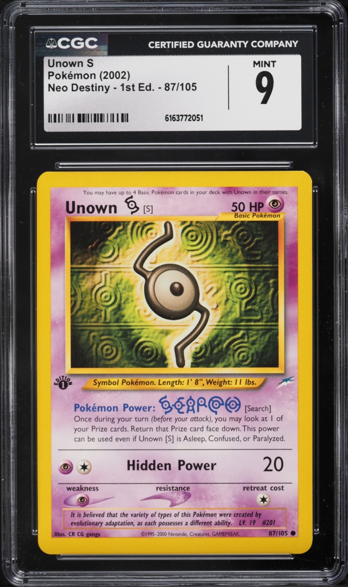 2002 Pokemon Neo Destiny 1st Edition Unown S #87 CGC 9 MINT