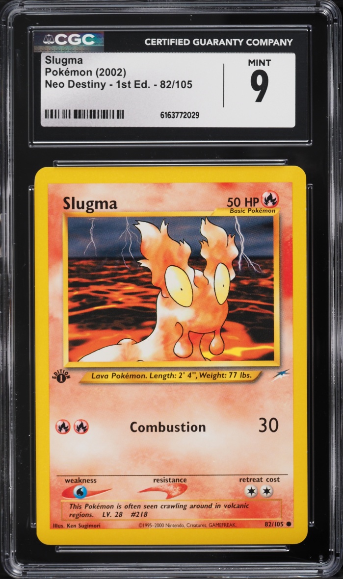 2002 Pokemon Neo Destiny 1st Edition Slugma #82 CGC 9 MINT