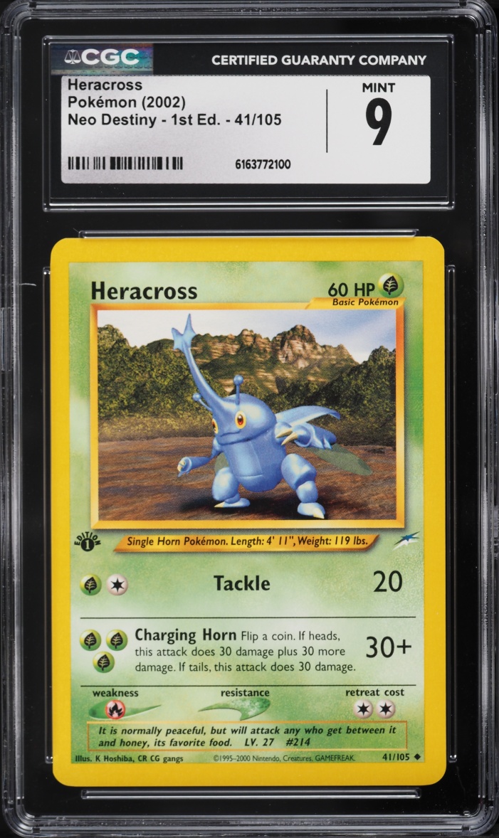 2002 Pokemon Neo Destiny 1st Edition Heracross #41 CGC 9 MINT