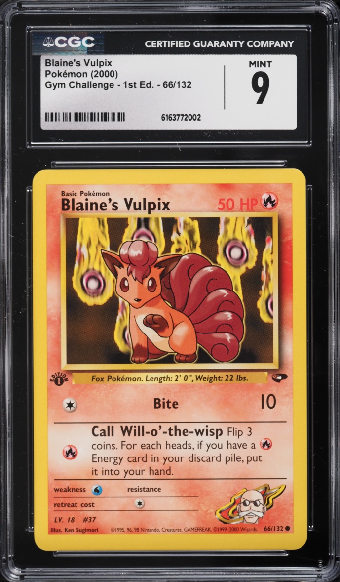 2000 Pokemon Gym Challenge 1st Edition Blaine's Vulpix #66 CGC 9 MINT