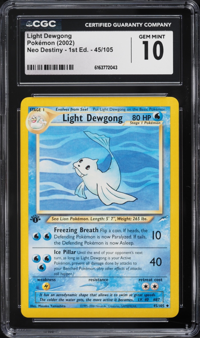 2002 Pokemon Neo Destiny 1st Edition Light Dewgong #45 CGC 10 GEM MINT