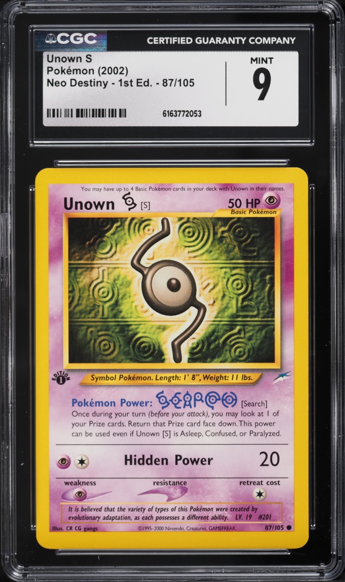 2002 Pokemon Neo Destiny 1st Edition Unown S #87 CGC 9 MINT