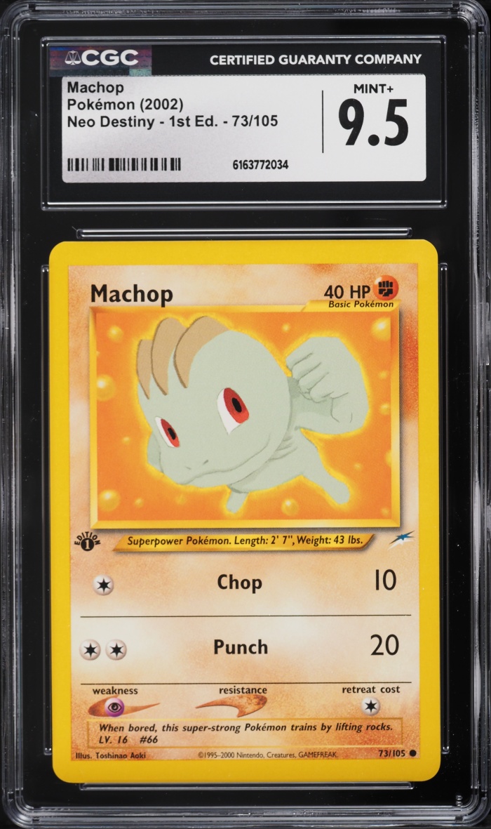 2002 Pokemon Neo Destiny 1st Edition Machop #73 CGC 9.5 MINT+
