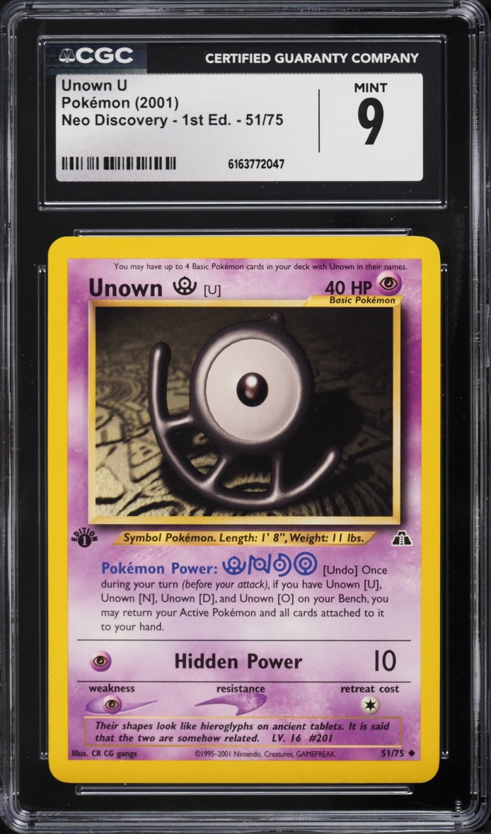 2001 Pokemon Neo Discovery 1st Edition Unown U #51 CGC 9 MINT