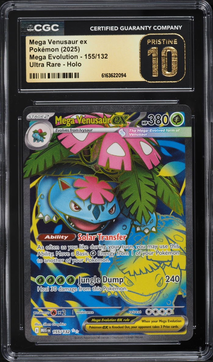 2025 Pokemon Mega Evolution Full Art Mega Venusaur EX #155 CGC 10 PRISTINE