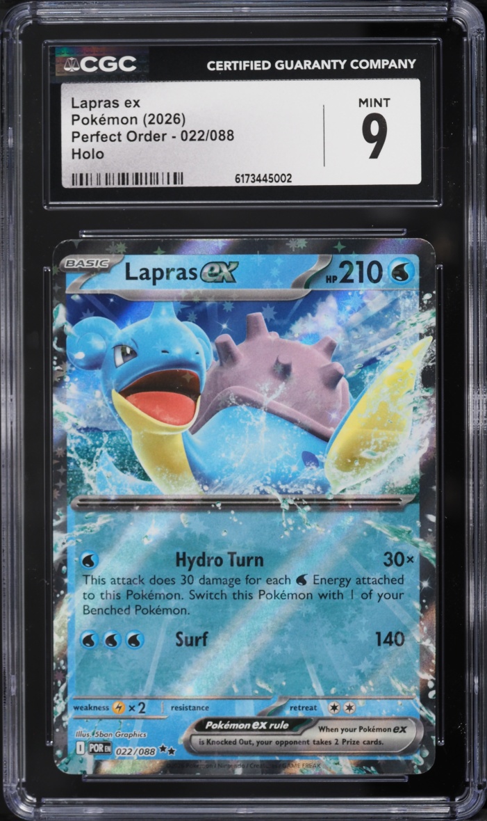 2026 Pokemon Mega Evolution Perfect Order Holo Lapras ex #22 CGC 9 MINT