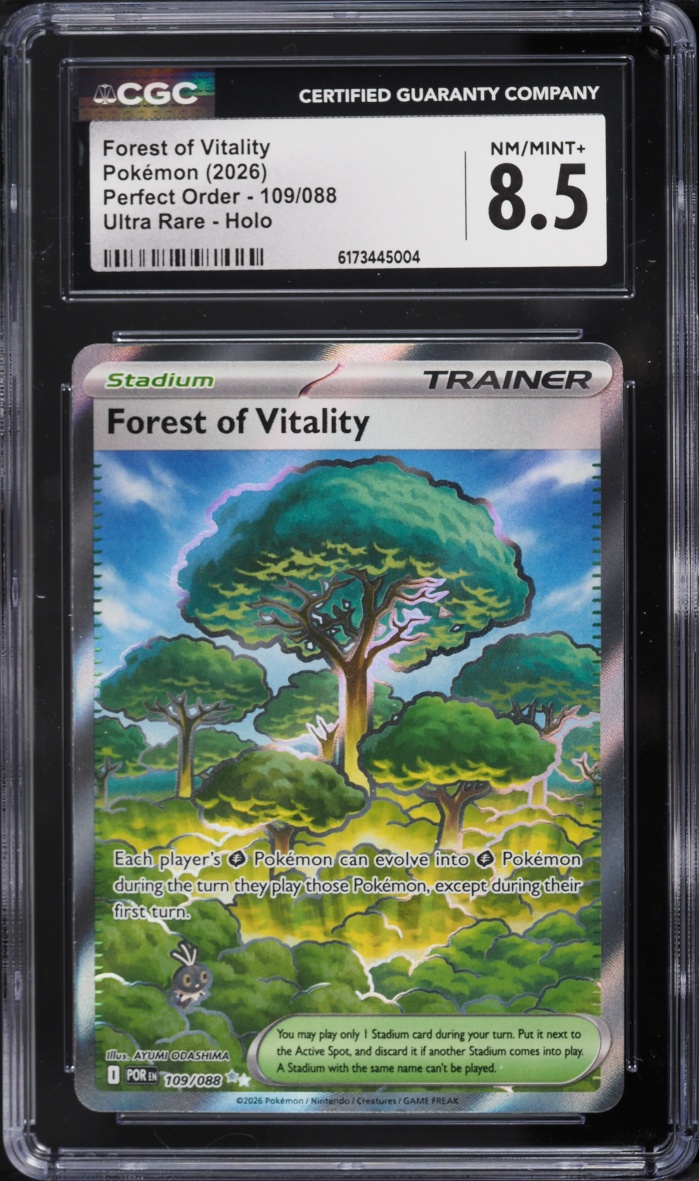 2026 Pokemon Mega Evolution Perfect Order Full Art Forest Of Vitality #109 CGC 8.5 NM-MT+