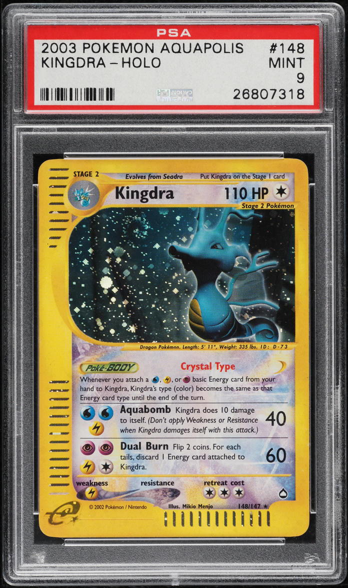 2003 Pokemon Aquapolis Holo Crystal Kingdra #148 PSA 9 MINT