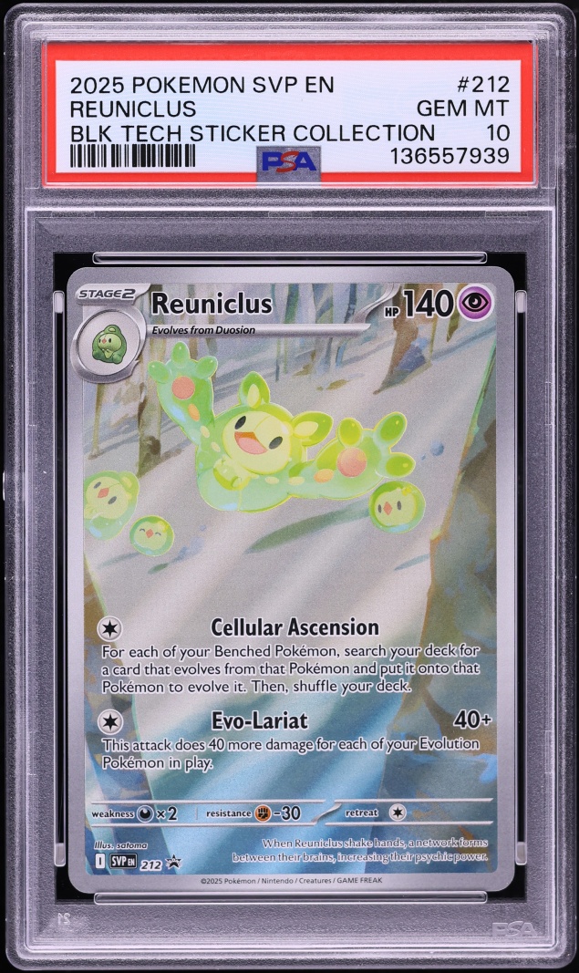 2025 Pokemon SV Promo Black Bolt Tech Sticker Full Art Reuniclus #212 PSA 10 GEM MINT