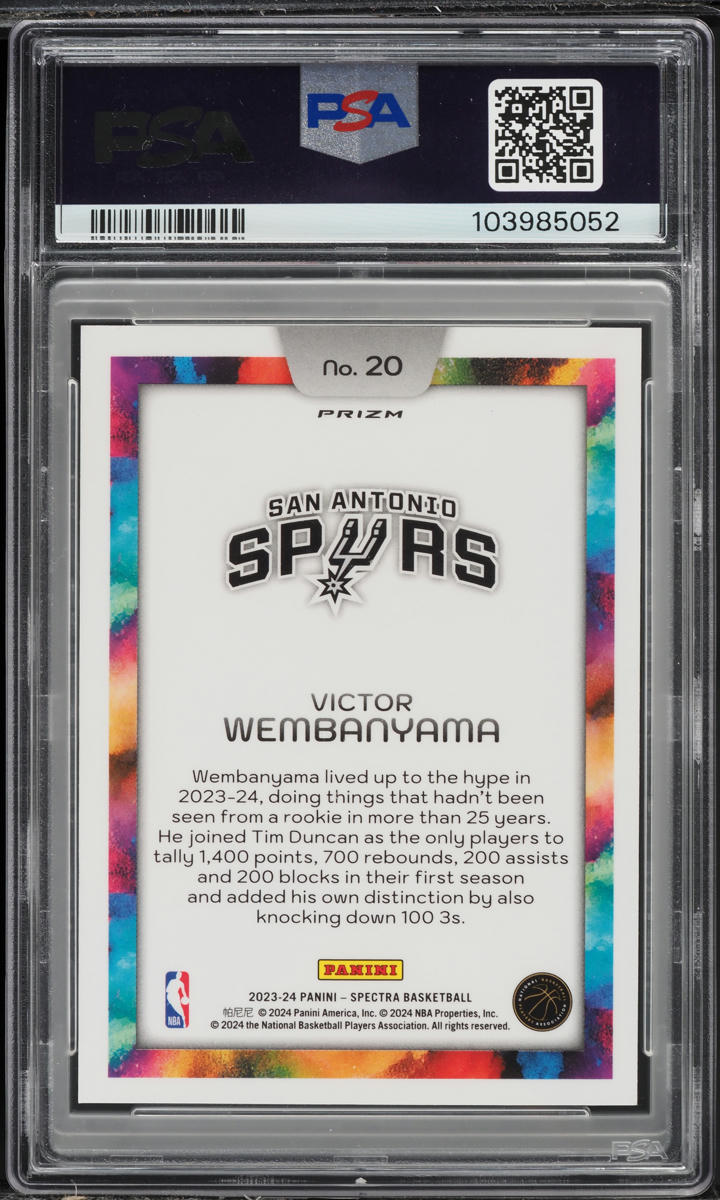 2023 Panini Spectra Color Blast Victor Wembanyama ROOKIE #20 PSA 10 GEM MINT