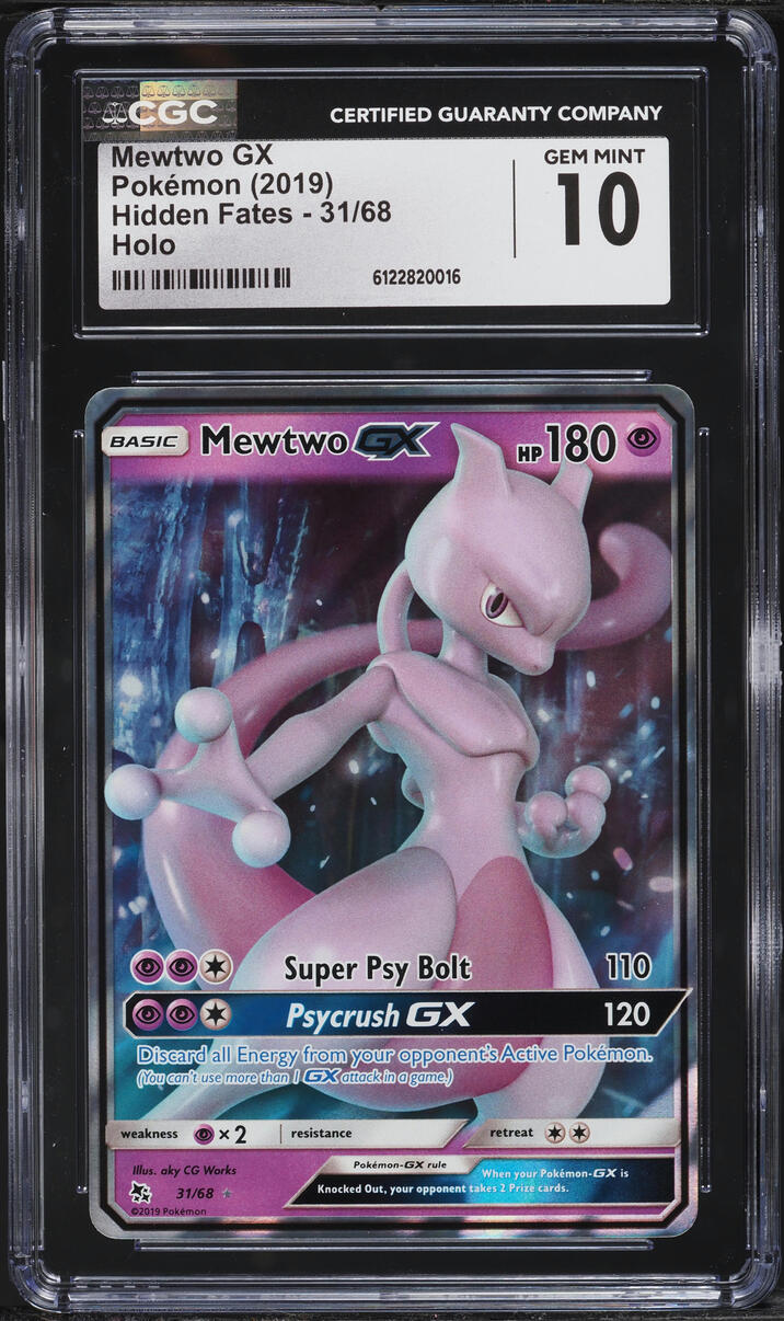 2019 Pokemon Sun & Moon Hidden Fates Mewtwo GX #31 CGC 10 GEM MINT