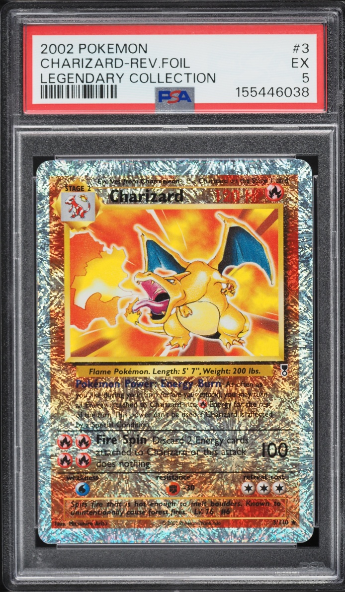 2002 Pokemon Legendary Collection Reverse Holo Charizard #3 PSA 5 EX