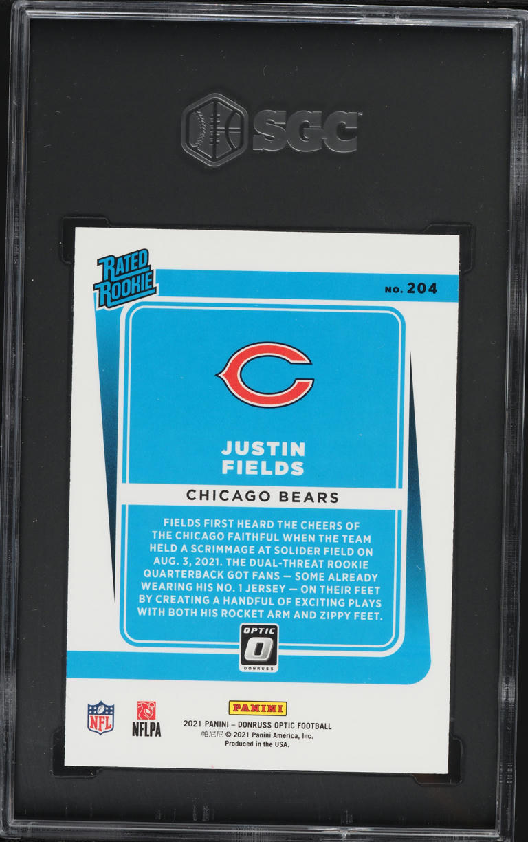 2021 Donruss Optic Justin Fields ROOKIE #204 SGC 9.5 MINT+