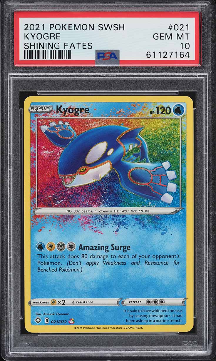2021 Pokemon Sword & Shield Shining Fates Amazing Rare Kyogre #21 PSA 10 GEM
