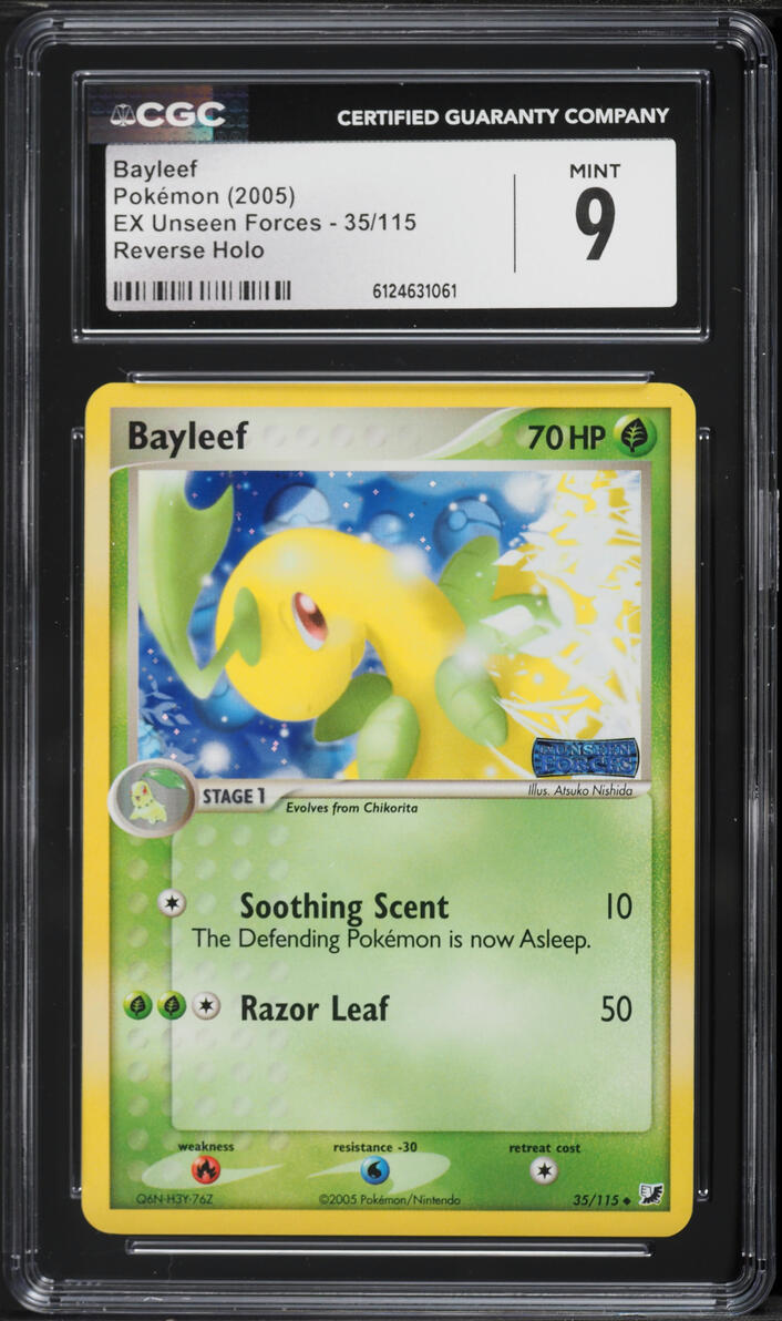 2005 Pokemon EX Unseen Forces Reverse Holo Bayleef #35 CGC 9 MINT
