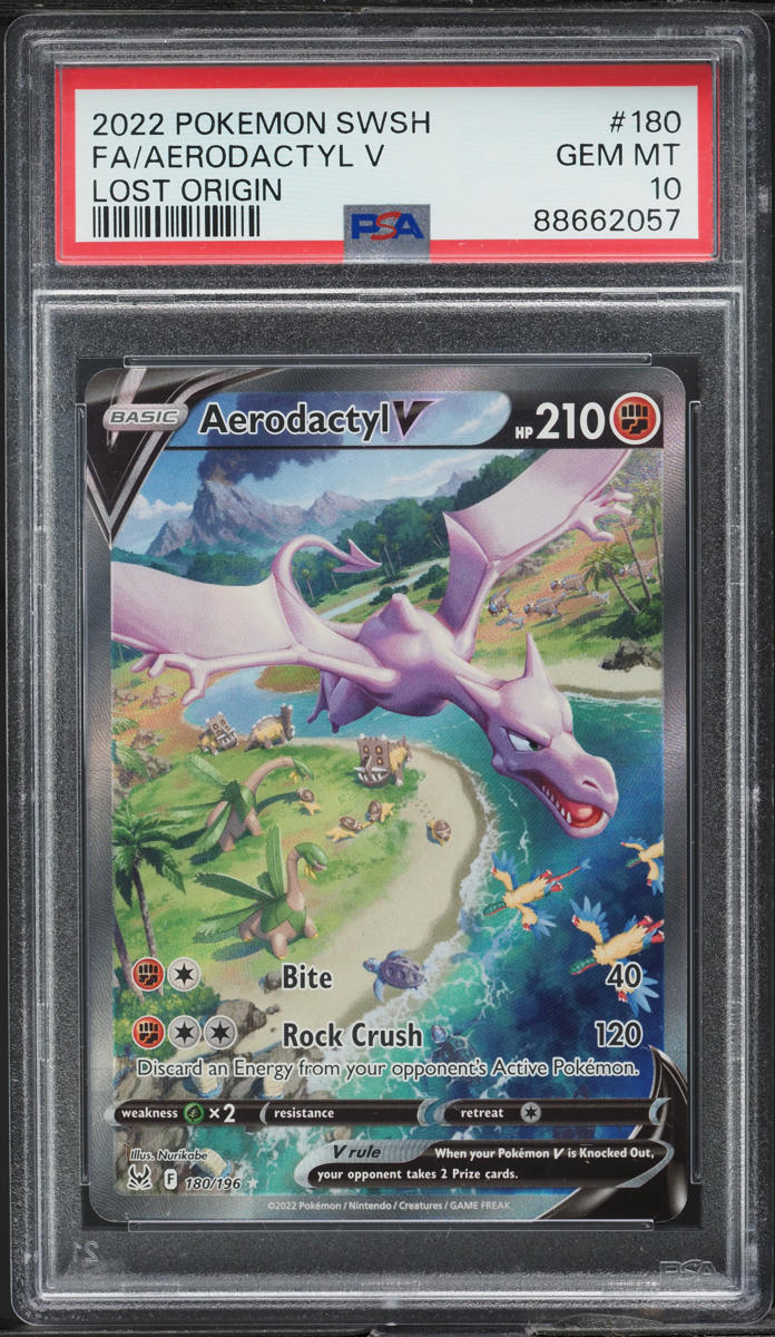 2022 Pokemon SWSH Lost Origin Alt Art Aerodactyl V #180 PSA 10 GEM MINT