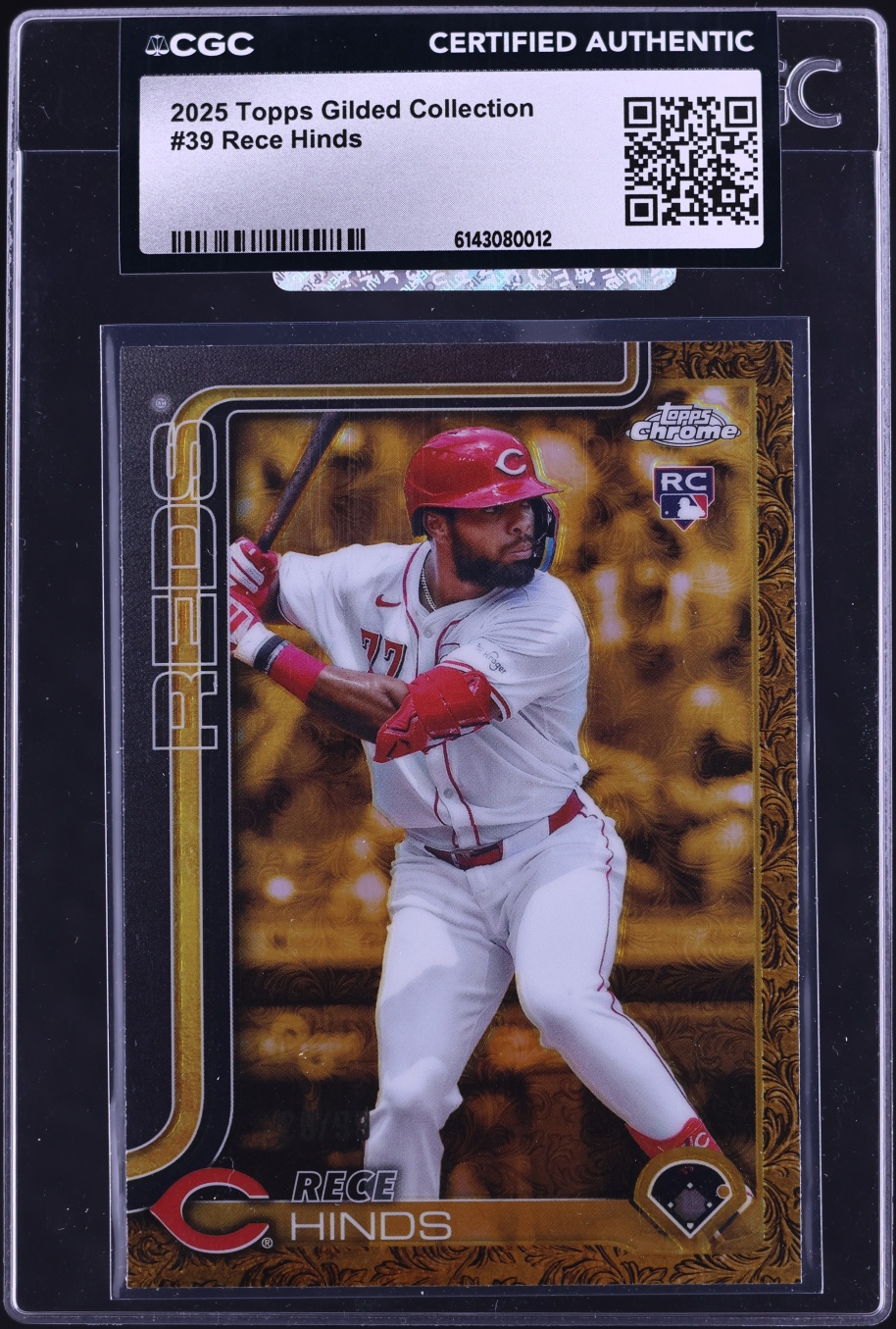 2025 Topps Chrome Gilded Collection Rece Hinds ROOKIE /99 #39 CGC AUTH