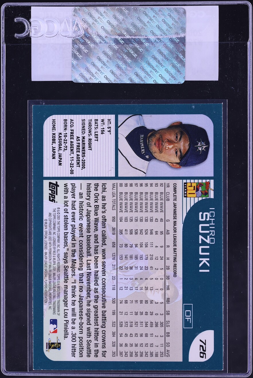 2001 Topps Ichiro ROOKIE #726 CGC AUTH