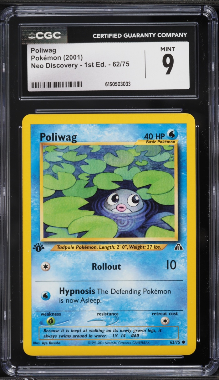 2001 Pokemon Neo Discovery 1st Edition Poliwag #62 CGC 9 MINT