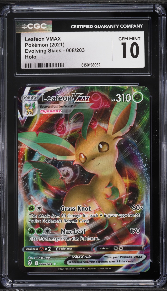 2021 Pokemon Sword & Shield Evolving Skies Full Art Leafeon VMAX #8 CGC 10 GEM MINT