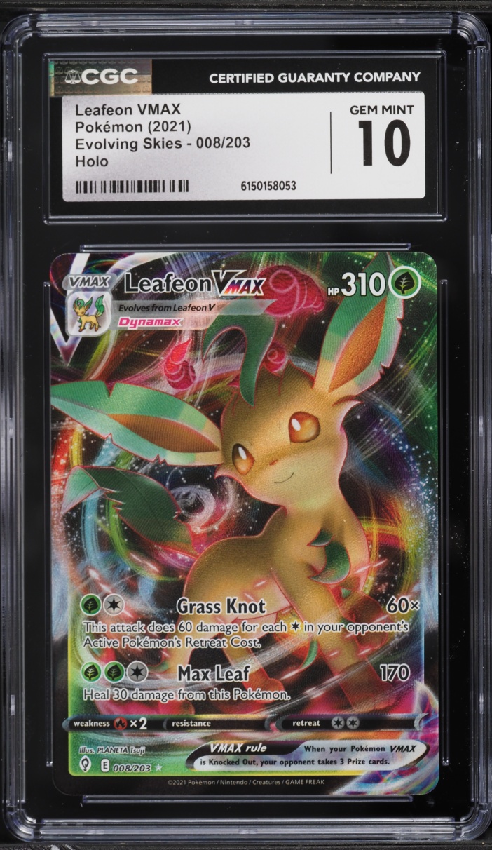 2021 Pokemon Sword & Shield Evolving Skies Full Art Leafeon VMAX #8 CGC 10 GEM MINT