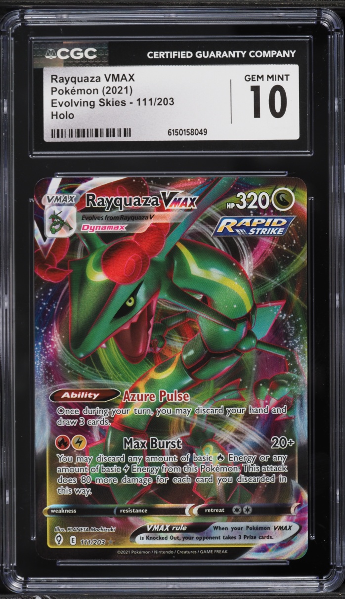 2021 Pokemon Sword & Shield Evolving Skies Full Art Rayquaza VMAX #111 CGC 10 GEM MINT