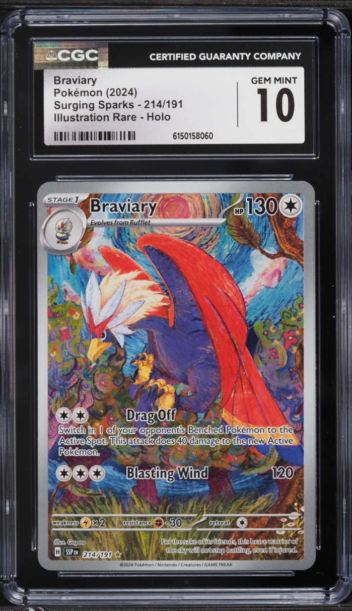 2024 Pokemon Scarlet & Violet Surging Sparks IR Braviary #214 CGC 10 GEM MINT