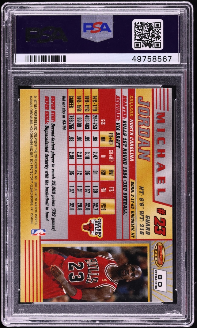 1996 Bowman's Best Refractor Michael Jordan #80 PSA 9 MINT