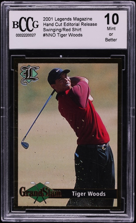 2001 Legends Magazine Hand Cut Editorial Release Tiger Woods ROOKIE BCCG 10