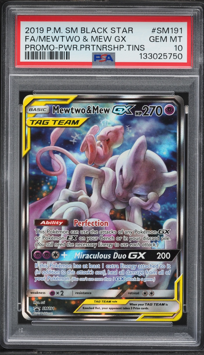 2019 Pokemon Sun & Moon Promo Power Partnership Tin Mewtwo & Mew GX #SM191 PSA 10 GEM MINT