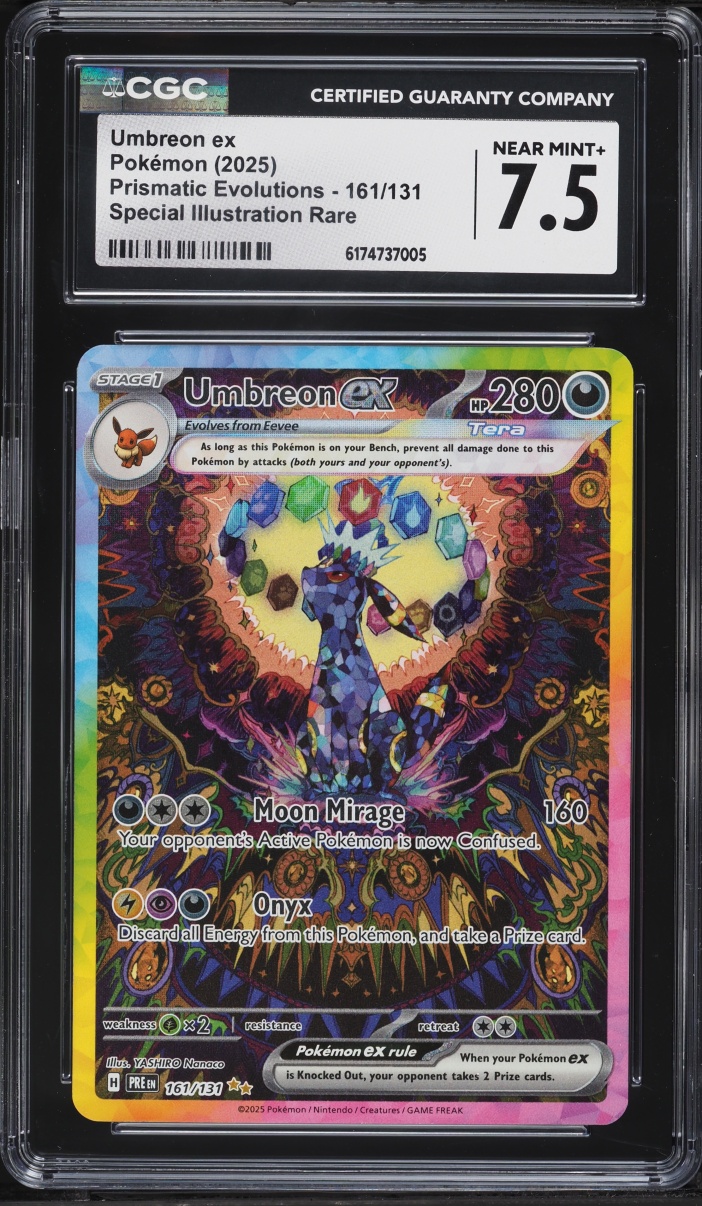 2025 Pokemon Scarlet & Violet Prismatic Evolutions SIR Umbreon Ex #161 CGC 7.5 NRMT+