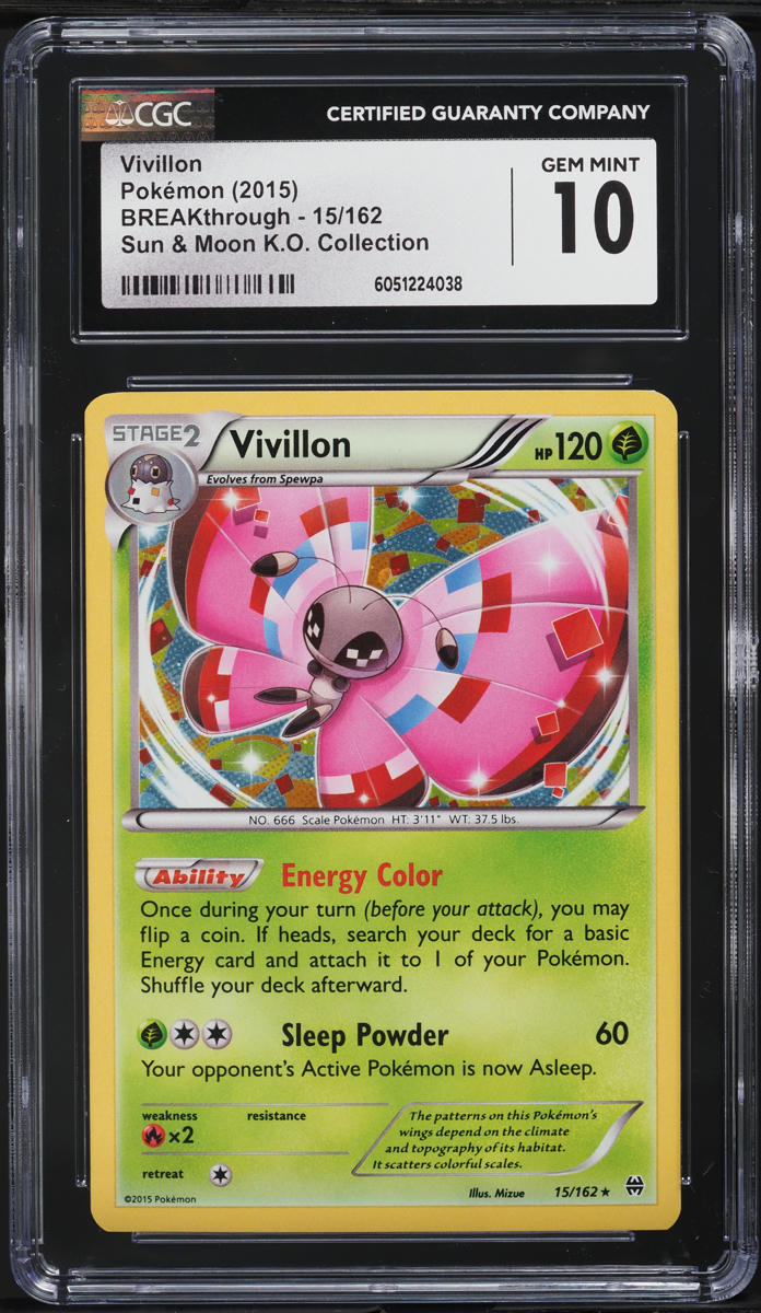 2015 Pokemon XY BREAKthrough K.O. Collection Vivillon #15 CGC 10 GEM MINT