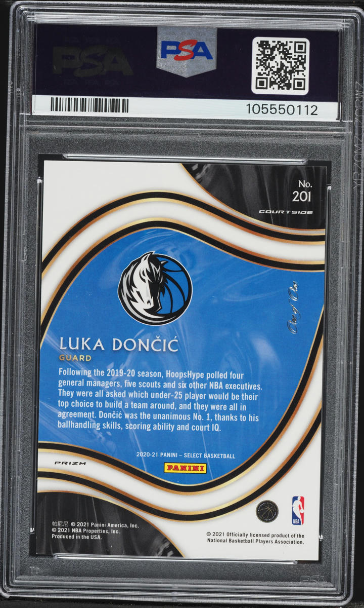 2020 Select Courtside Black Disco Prizm Luka Doncic 1/1 #201 PSA 10 GEM MINT - Photo 2