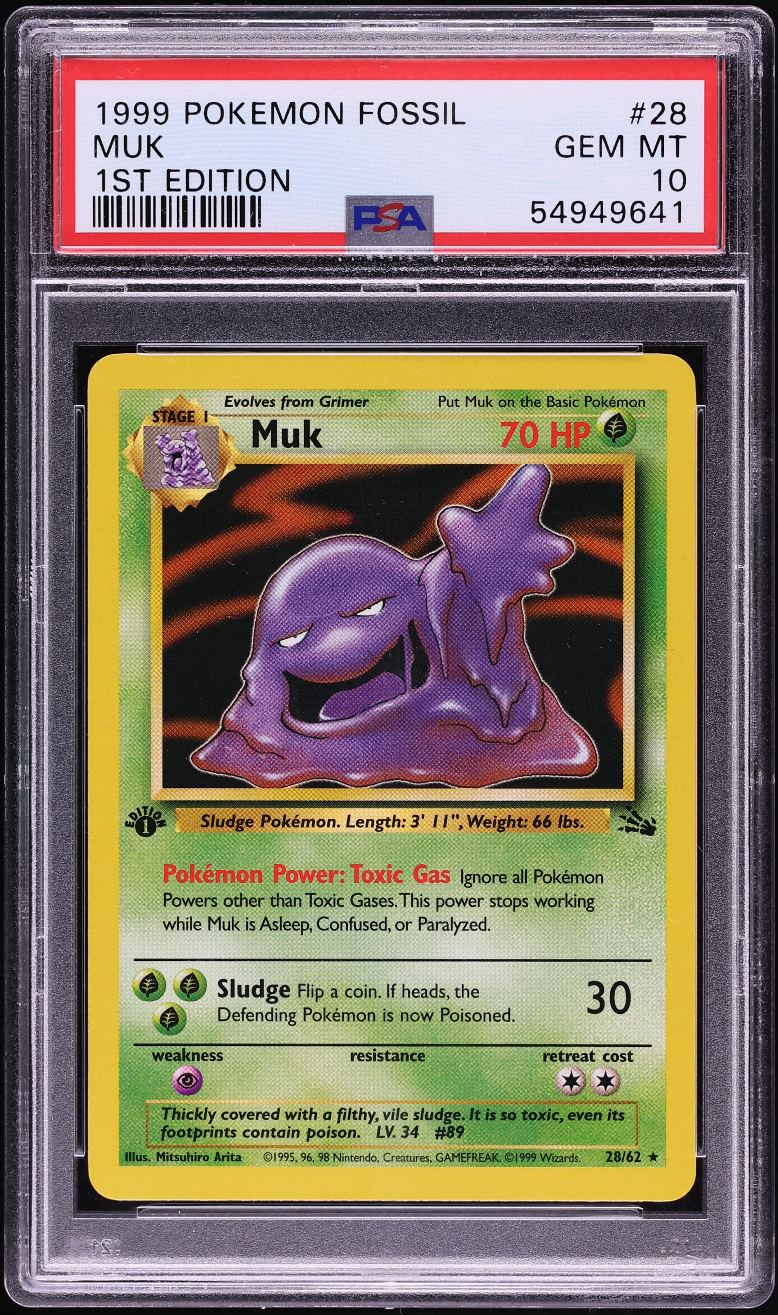 1999 Pokemon Fossil 1st Edition Muk #28 PSA 10 GEM MINT
