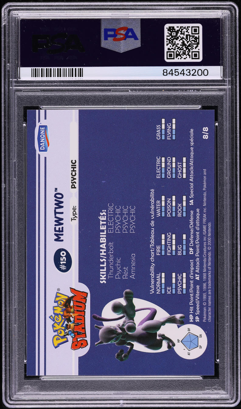 2000 Danone Pokemon Stadium Tip Shiny Gold Mewtwo #8 PSA 10 GEM MINT