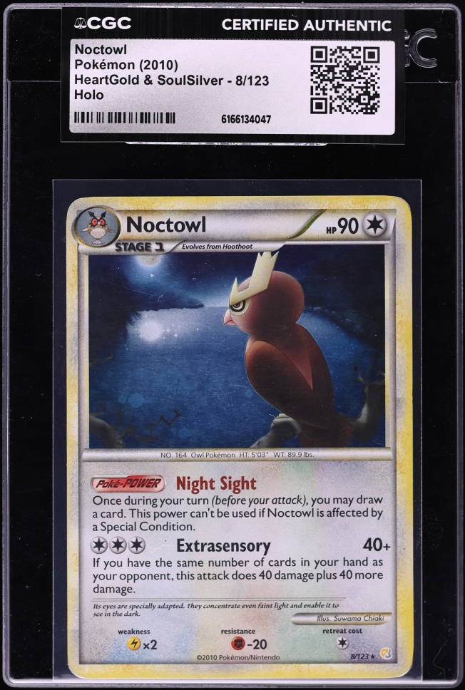 2010 Pokemon HeartGold & SoulSilver Holo Noctowl #8 CGC AUTH
