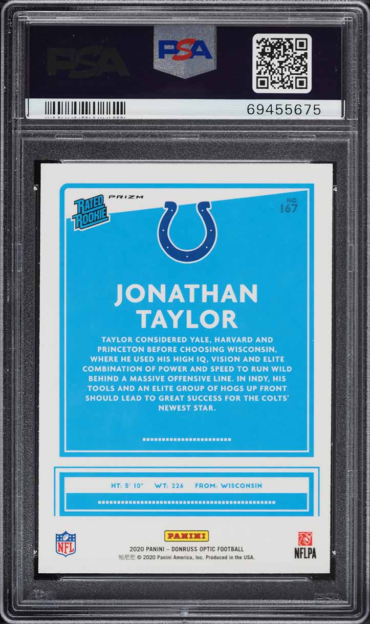 2020 Donruss Optic Purple Shock Jonathan Taylor ROOKIE #167 PSA 9 MINT