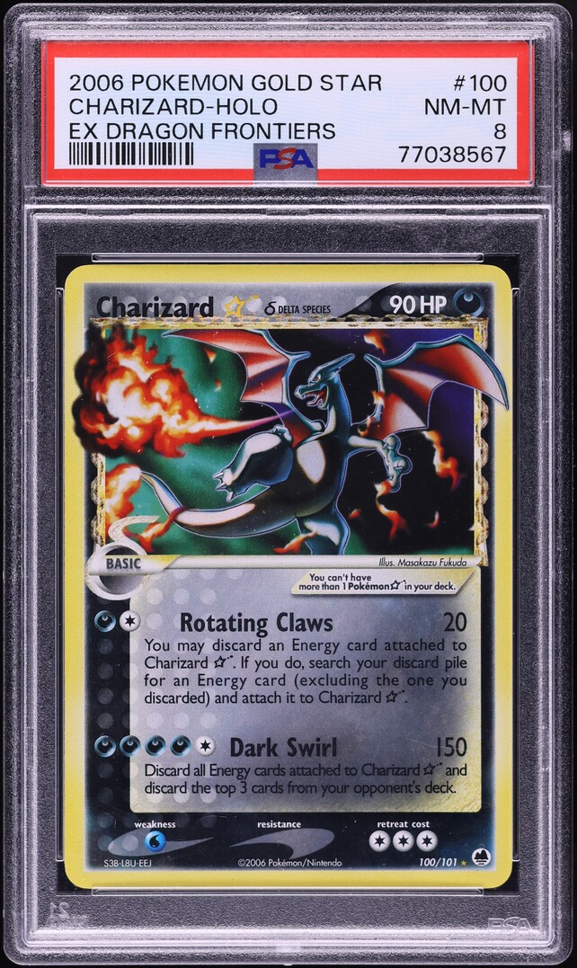 2006 Pokemon EX Dragon Frontiers Holo Charizard Gold Star #100 PSA 8 NM-MT