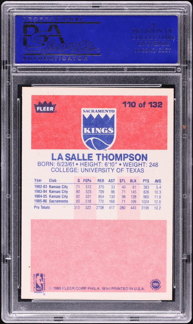 1986 Fleer Basketball LaSalle Thompson #110 PSA 10 GEM MINT
