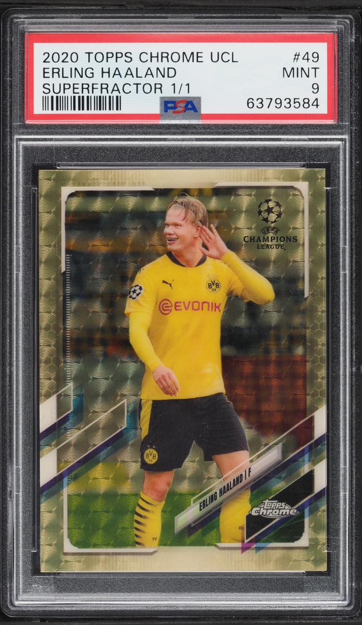 2020 Topps Chrome UEFA Superfractor Erling Haaland 1/1 #49 PSA 9 MINT