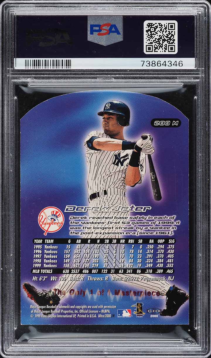 2000 Ultra Masterpiece Derek Jeter 1/1 #200 PSA 7 NRMT